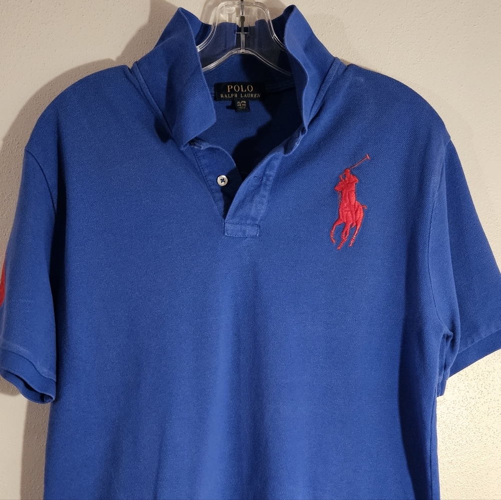 Polo Ralph Lauren Classic Blue Polo with Red Logo